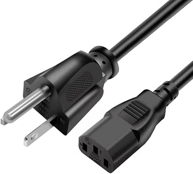 Treadmill Power Cord Compatible with Vibration Plate Walking Pad Elliptical | 6FT Universal 3 Prong AC Power Cable 18 AWG, 125 Volts 10A Replacement AC Power Cord for Computer, Monitor, TV, Printer