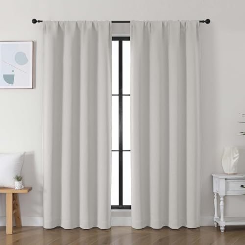 Image of Simplebrand Ava Natural Blackout Curtains for Bedroom, 72 Inch Length, 2 Panels Set, Privacy Thermal Insulated Rod Pocket Window Curtains for Patio, French Door, W40 x L72 Inch