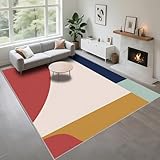 Kunsen Bettumrandung Teppich Strapazierfähig rot 60x90cm, Modernes minimalistisches Design für Wohnzimmer Mädchen Schlafzimmer