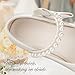 Qimaoo Girls White Dress Shoes Mary Jane Low Heel Flower Girl Shoes for Wedding with Pearls - 3 Big Kid