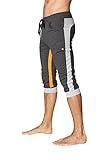 4-rth Men's Ultra-Flex Tri-Color Cuffed Yoga Pant (S, Charcoal w/Grey & Orange)