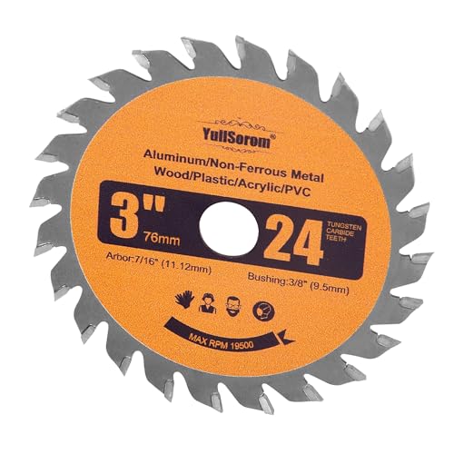 3 Inch 24T Carbide Circular Saw Blade for Cuts Woods, Aluminum,Plastic, PCV, Acrylic, with 7/16\" Arbor Compatible with Dremel,Ryobi, Worx, Milwaukee,RotoZip Saws,Rigid 3\" Multi-Material Saw 3Pack - Thumbnail 5