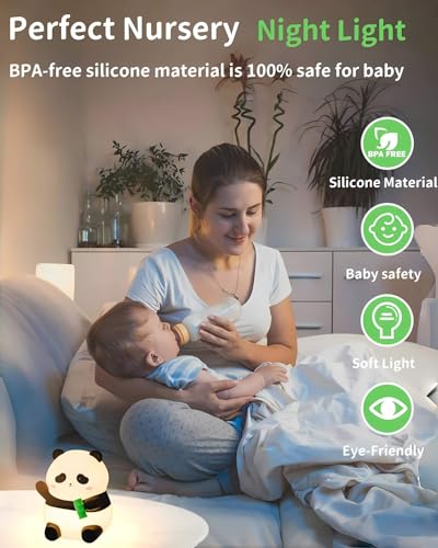 Daixinde DX-CA-PANDA01 Panda Night Light, Cute Panda Lamp, Rechargeable Dimmable Silicone Nightlight With Timer, Squishy Led Animal Night Lamp, Kawaii Room Desk Decor Baby Night Light thumb #1