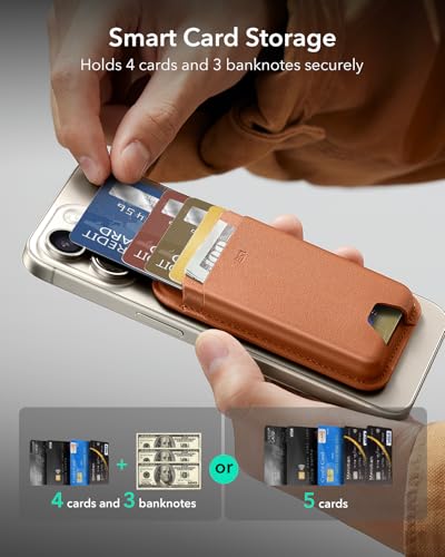 image for ESR for MagSafe Wallet, 5-Card Holder, Magnetic Wallet for iPhone, RFI