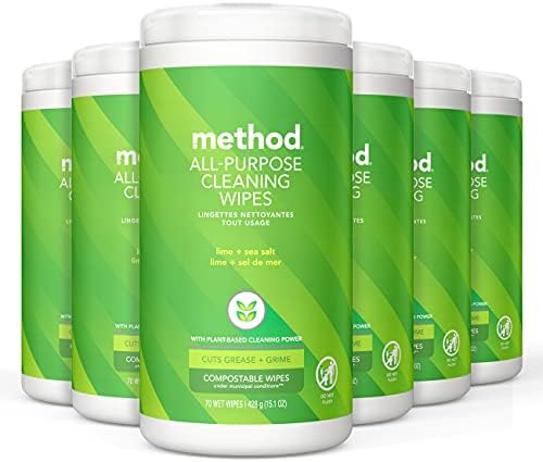 Method All-Purpose Cleaning Wipes, Lime + Sea Salt, 70 Count (Pack of 6)