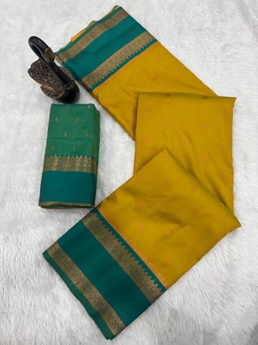 Image of Dharmavaram Pattu Paithani Saree Pure Silk Zari Weaving Floral Border Rich Pallu With Blouse Piece