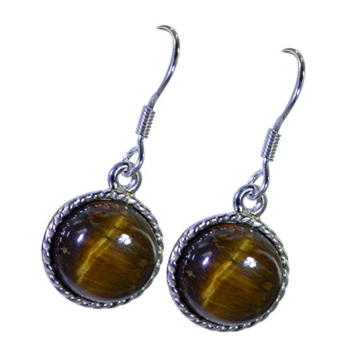 Oeil de tigre boucles d'oreilles argent anti allergie avec crochet de sécurité