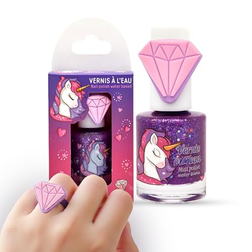 Einhorn Kinder Nagellack – Wasserbasierter Nagellack 9 ml – Ungiftig, Sicher & Leicht aufzutragen – Mit warmem Wasser abwaschbar – Perfekt für Mädchen