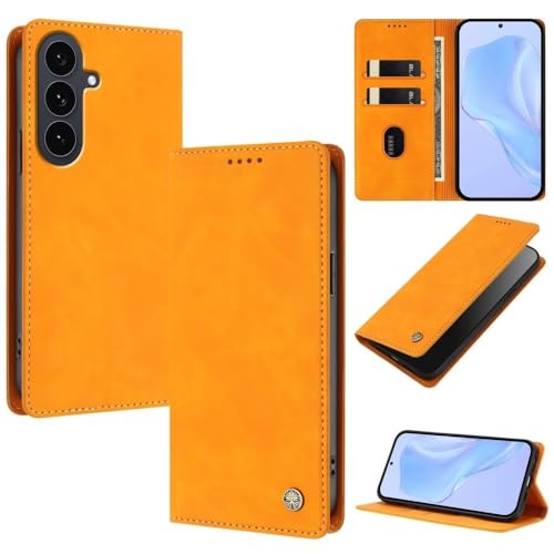 Housse Samsung S22 Plus jaune étui portefeuille cuir fonction support