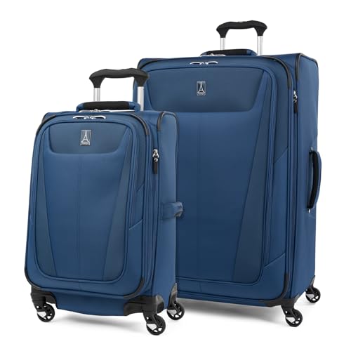 Image of Travelpro Maxlite 5 Softside Expandable Luggage with 4 Spinner Wheels, Lightweight Suitcase, Men and Women, Sapphire Blue, 2-Piece Set (21 /29)