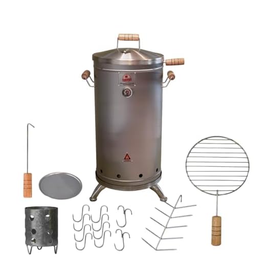 (30 POUND) Premium 304 Stainless Steel Barrel Smoker Grill 2-in-1 – Compact Charcoal Vertical BBQ with Thermometer & Ventilation System – Complete Accessories Kit – Portable for Outdoor & Camping