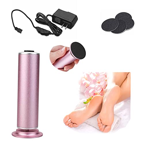 Pinkiou Electric Callus Remover for Feet, Professional Foot File Pedicure Tool (Speed Adjustable) with 60pcs Replacement Sandpaper Discs for Men Women Dead Dry Crack Skin Calluses, Pink