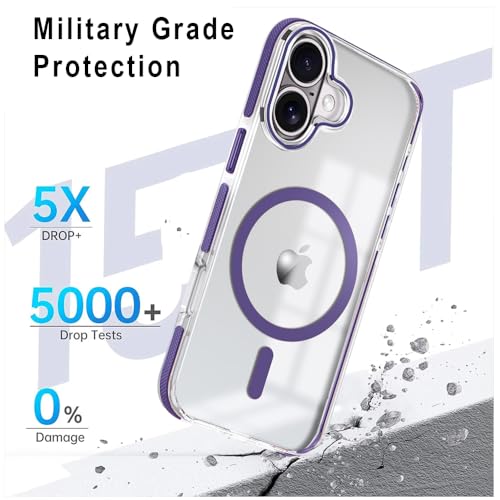 Image of MINTZZ ️ for iPhone 16 Plus Case, Compatible with MagSafe, Military-Grade Protection, Yellowing Resistant, Scratch-Resistant TPU Back, Magnetic Phone Case for iPhone 16 Plus Purple