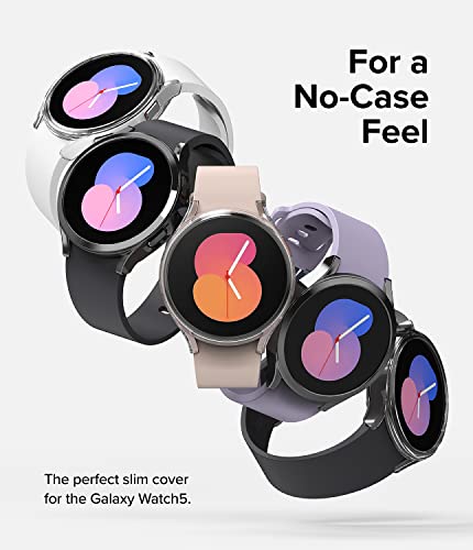 Image of Ringke Slim Case [2 Pack] Compatible with Samsung Galaxy Watch 5 40mm, Watch5 Bezel [Frame Only] Premium PC Hard Thin Cover - Clear & Dark Chrome