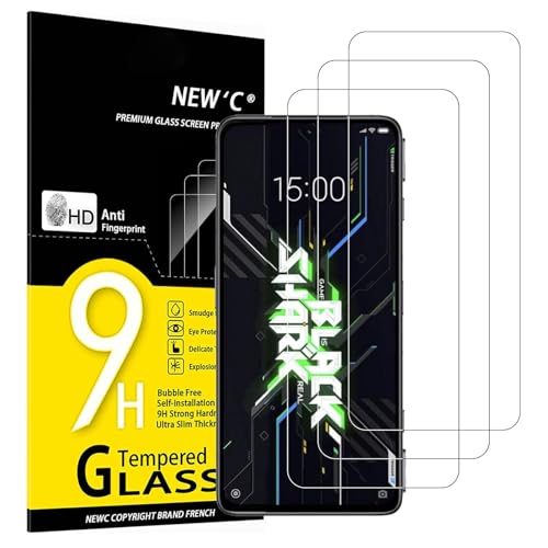 NEW'C 3 Piezas, Protector Pantalla para Xiaomi Black Shark 4S, Cristal templado, Sin Burbujas, Dureza 9H, 0.33 mm Ultra Transparente, Ultra Resistente