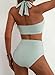 Herseas Women's Bikini Sets Halter Patch Pocket Supportive Swimsuits Striped High Elasticity 2 Piece Tummy Control Bathing Suit 2026 Summer Fashionable Swim Outfits Green Stripe Medium