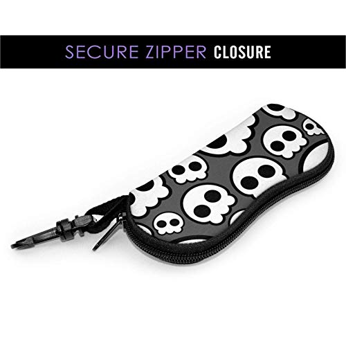 Sunglasses Case Soft Women Large Shell Grey Vintage Sugar Skull Halloween Zipper With Clip Carabiner Glasses Eyeglasses #TOP1