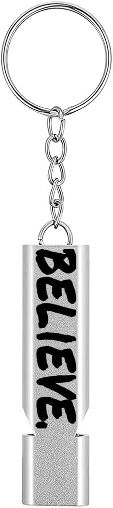 Premium Lifeguard Safety Emergency Loud Survival Whistles with Keychain High Pitch Double Tubes for Outdoor Camping Hiking Boating Hunting Fishing Kayak Kids Rescue Signaling(Believe
