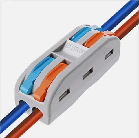 Wire Connector, 50 Pieces per pack, Positive and Neutral, Negative, Wire Connectors, Red/Orange and Blue Colour, 240 Volt, 32 Amp, Rated,CE Certifiaction. UKCA Certified.