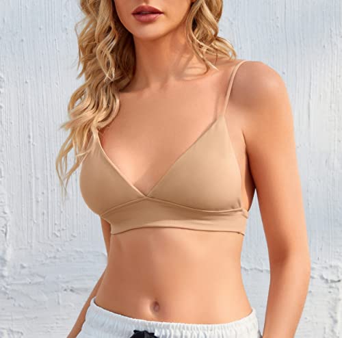 Image of INIBUD Bralette for Women Triangle Cups Removable Padded Wire Free Pull On Closure