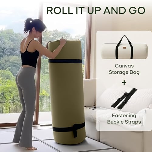Image of ZonLi Japanese Floor Futon Mattress King Size 76 inchx 80 inch,100% Cotton Cover 4'' Thicken Tatami Mattress,Foldable Sleeping Pad,Portable Dormitory Tatami Mat(Winter Moss)