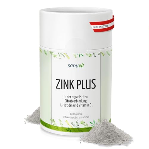 Sanuvit Zink Plus 120 Kapseln - Reinstoffprodukt direkt vom Hersteller (hypoallergene Manufaktur)