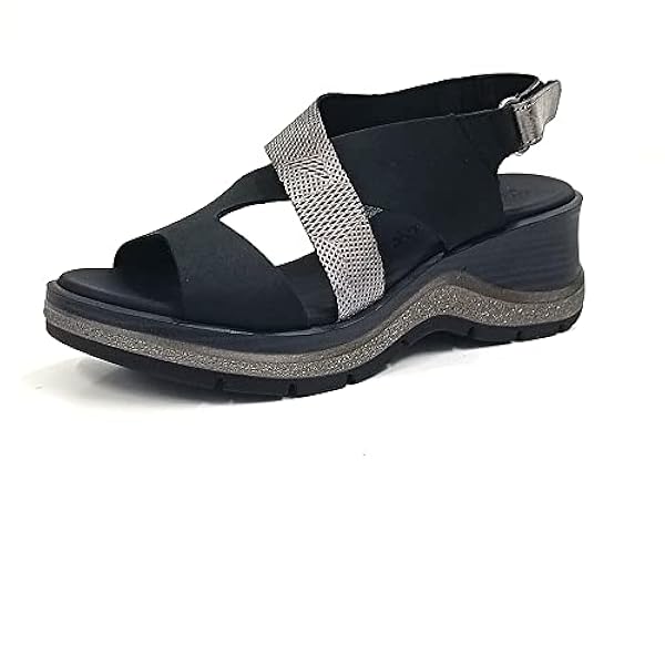 PAULA URBAN Sandalia de piel, con cuña y plataforma - 27-560