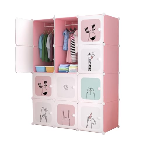 MAGIC SELECT Estantería de Módulos Infantil, Armario Modular, Ropero para Niños, Organizador Modular, Estante de Almacenamiento para Habitación, 12 Módulos, 140x105 cm, Rosa MAGIC SELECT Estantería de Módulos Infantil, Armario Modular, Ropero para Niños, Organizador Modular, Estante de Almacenamiento para Habitación, 12 Módulos, 140x105 cm, Rosa