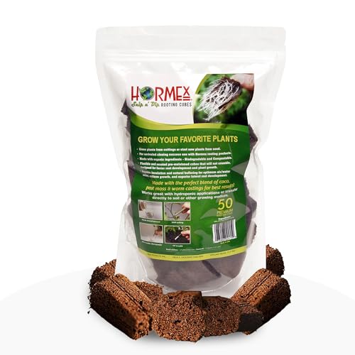 Hormex Rooting Cubes - Peat Moss & Coco Plugs for Cloning Plants from Cuttings and Seed Starting - Organic Plant Starter for Strong Root Growth - Ideal for Home, Indoor and Outdoor Gardening - 50 ...
