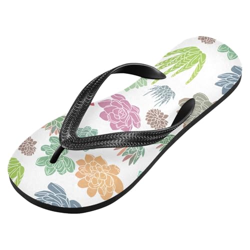 Succulents Green Plant Flip Flops for Beach Thong Sandals Anti-slip Lightweight Flat Slippers for Summer Outdoor Travel2