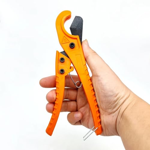 Image of Heavy-Duty Ratchet Pipe Cutter Compatible for PVC /PEX - Adjustable Tension Tool with Durable Plastic Body (orange)