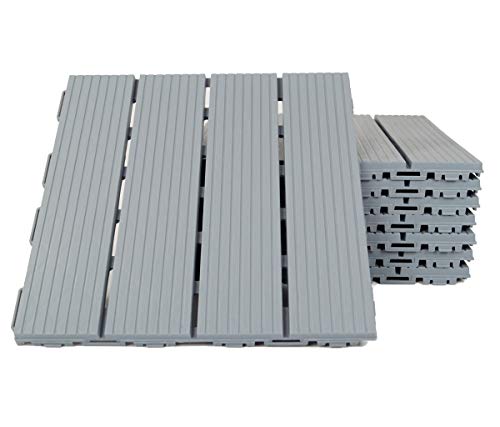 Preisvergleich Produktbild Balkon Terassenfliesen Patio Fertiger Interlocking Bodenbelag Deck Fliesen Innen Außen Garten Decking Déco 30x30 cm 8-Pack GRAU