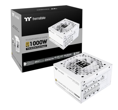 Thermaltake Toughpower GT 850W | ATX 3.1 | Connecteur PCIe 5.1 12V 2x6 | Fonction Smart Zero Ultra-silencieuse | Câbles à Profil Bas | Certification 80+ Gold | Modulaire | Neige
