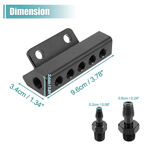 X Autohaux Universal Vacuum Manifold Kit Turbo Wastegate Boost Block Intake Manifold For Car 1/4 Npt 1/8 Npt Aluminium Black #TOP4