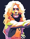 Robert Plant Poster - Led Zeppelin Wall Print - Pop Art Home Decor - Geometric Portrait - Gift for Friend (11x14)