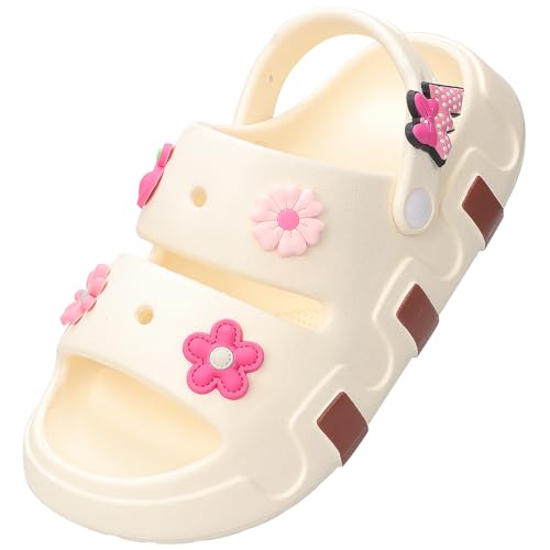 Kids Girls Slide Sandals Double Buckle Toddler Water Clogs Summer Beach Pool Outdoor Slip on Shoes Shower Clouds Slippers