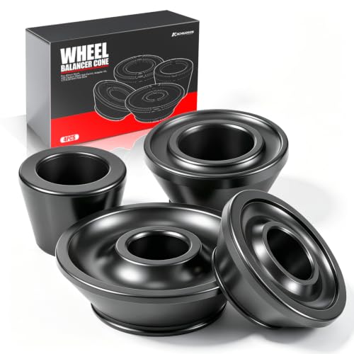 Image of Wheel Balancer Cone Set, 4PCS Tire Balancing Machine Standard Taper Cones for 40mm Shaft, #45 Carbon Steel Hub Centric Adapter Kit, 1.77-5.39 Inch Hub Bore