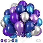 50PCS Blue Purple and Silver Balloons,12 inch Blue Purple and Silver Balloon Arch Kit Party Decorations,Suitable for Birthday Party Space Theme Decorations Baby Shower Supplies