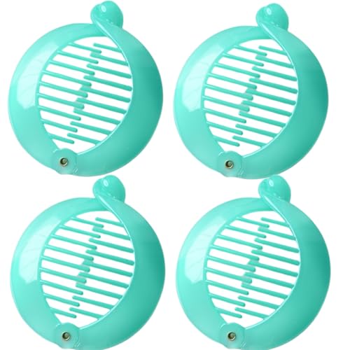 Large Prettyou 3.75 Inches, Round Banana Hair Clips for Thick Hair, 4 Pack in Tortoise Shell, Blue, Mint Green, Side Comb Ponytail Holder (mint green, Large)