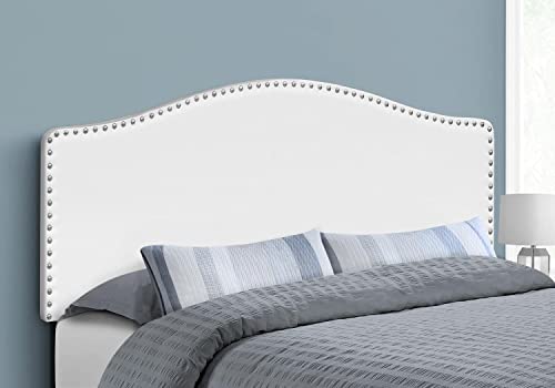 Monarch Specialties 6012Q, Bedroom, Upholstered, Pu, White, Transitional Bed-Queen Size Leather-Look Headboard #TOP1