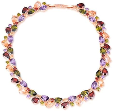 YouBella Multicolour Rose gold Fabric Stylish AAA Swiss Zircon Necklace Jewellery for Women and Girls