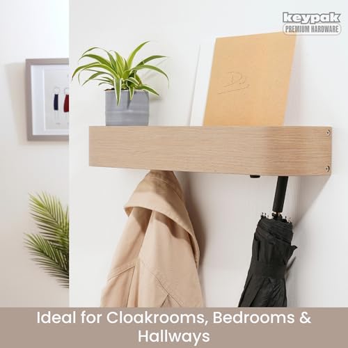 Perchero de madera con estante y ganchos ocultos de diseño Scandi 6