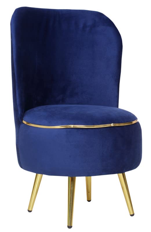 Image of Ottoman Stool for Living Room, Velvet Foot Rest Puffy for Sofa, Foot Stool for Sitting, Modern Puffy Chair for Bedroom, Metal Legs Ottoman for Home Decor, 17 /32 inch Height (Combo-Royal Blue)