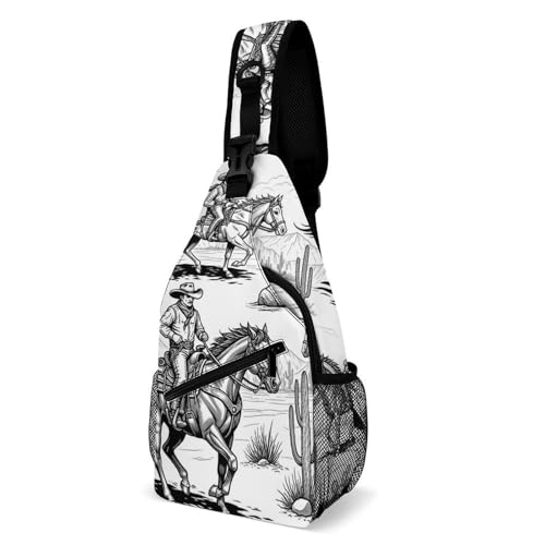 Fashion Dress Decor Sling Backpack Shoulder Bag, Day Pack, Chest Shoulder Bag For Travel Shopping Western Horse