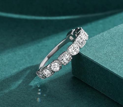Skcess 9K białe złoto pierścionek biały pierścionek Moissanite, półwieczność obrączka ślubna damska rozmiar 58 (18,5)