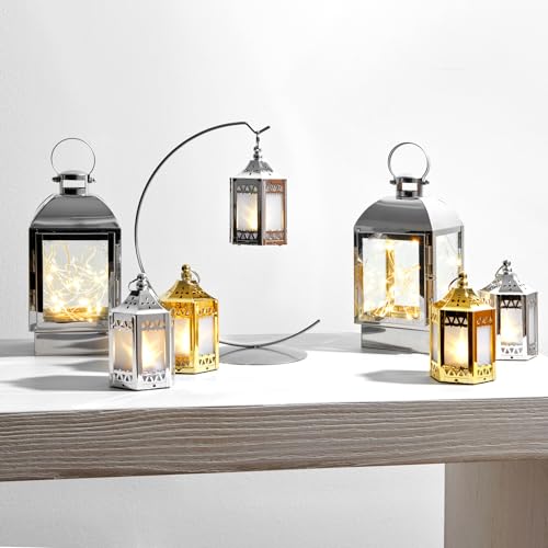 LampLust Gold Mini Lanterns for Centerpieces, 6 Pack LED Star Lantern, Batteries Included, Small Ramadan Lanterns Decorative Indoor, Ramadan Decorations for Home, Table Centerpieces for Party Event - Image 5