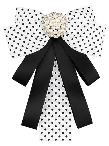 Image of Ribbon Polka Dots Bow Ties Cute Bowties for Women, Clip Fashion Collar Decoration