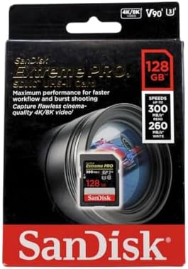 SanDisk Extreme PRO 128GB SDXC Memory Card up to 300MB/s, UHS-II, Class 10, U3, V90 for 8K Video, Black