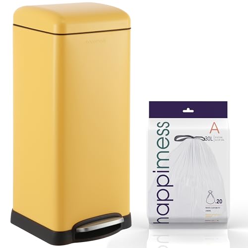Image of happimess Betty 8 Gal Step Trash Can Soft-Close Lid, Daffodil Yellow