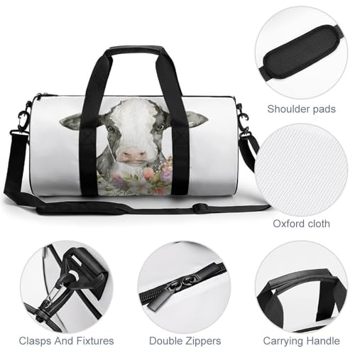 Duffel bag vache et fleurs résistant de 45cm pour le camping - 5
